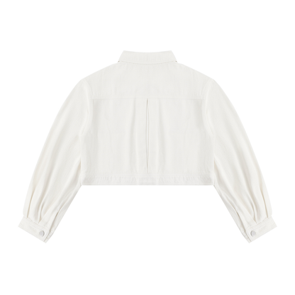 Women's Crop Denim Jacket in white, alternate angle