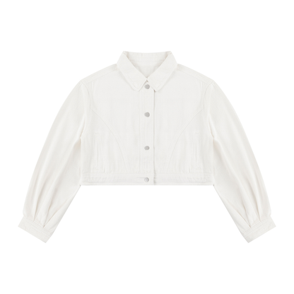 Women's Crop Denim Jacket in white