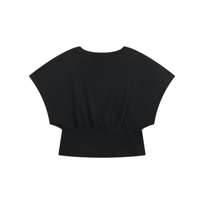 Women's Crop Dolman T-Shirt in black, alternate angle