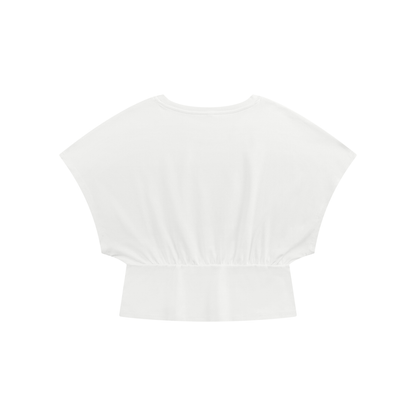 Women's Crop Dolman T-Shirt in white, alternate angle