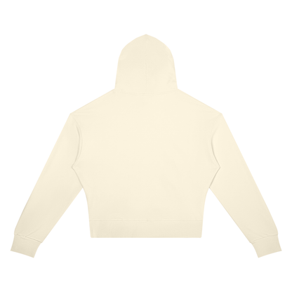 Women's Crop Drop Shoulder Hoodie in apricot, alternate angle