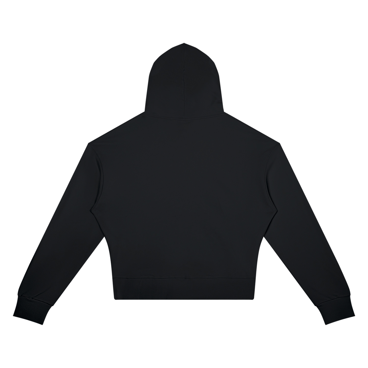 Women's Crop Drop Shoulder Hoodie in black, alternate angle