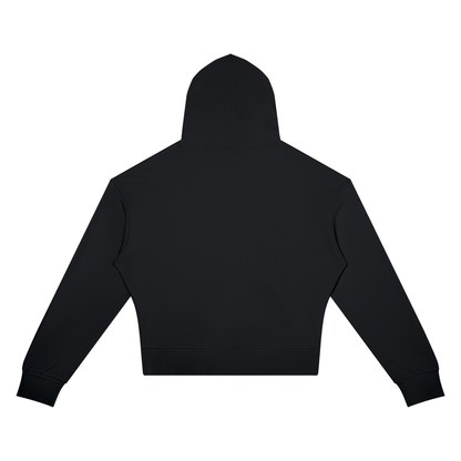 Women's Crop Drop Shoulder Hoodie in black, alternate angle