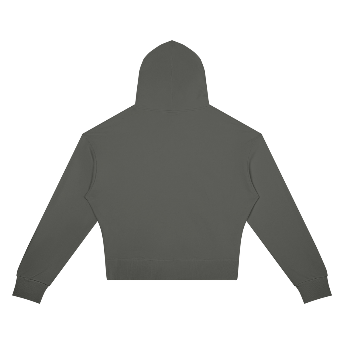 Women's Crop Drop Shoulder Hoodie in dark gray, alternate angle