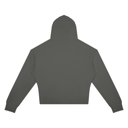 Women's Crop Drop Shoulder Hoodie in dark gray, alternate angle