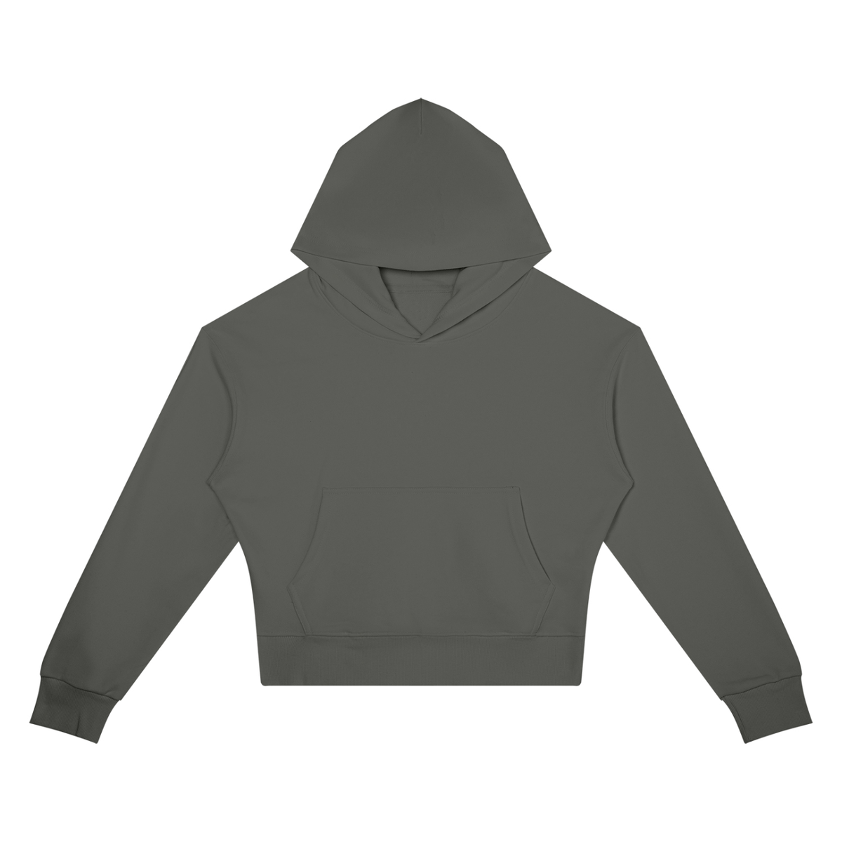 Women's Crop Drop Shoulder Hoodie in dark gray