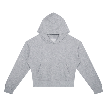 Women's Crop Drop Shoulder Hoodie in flower gray