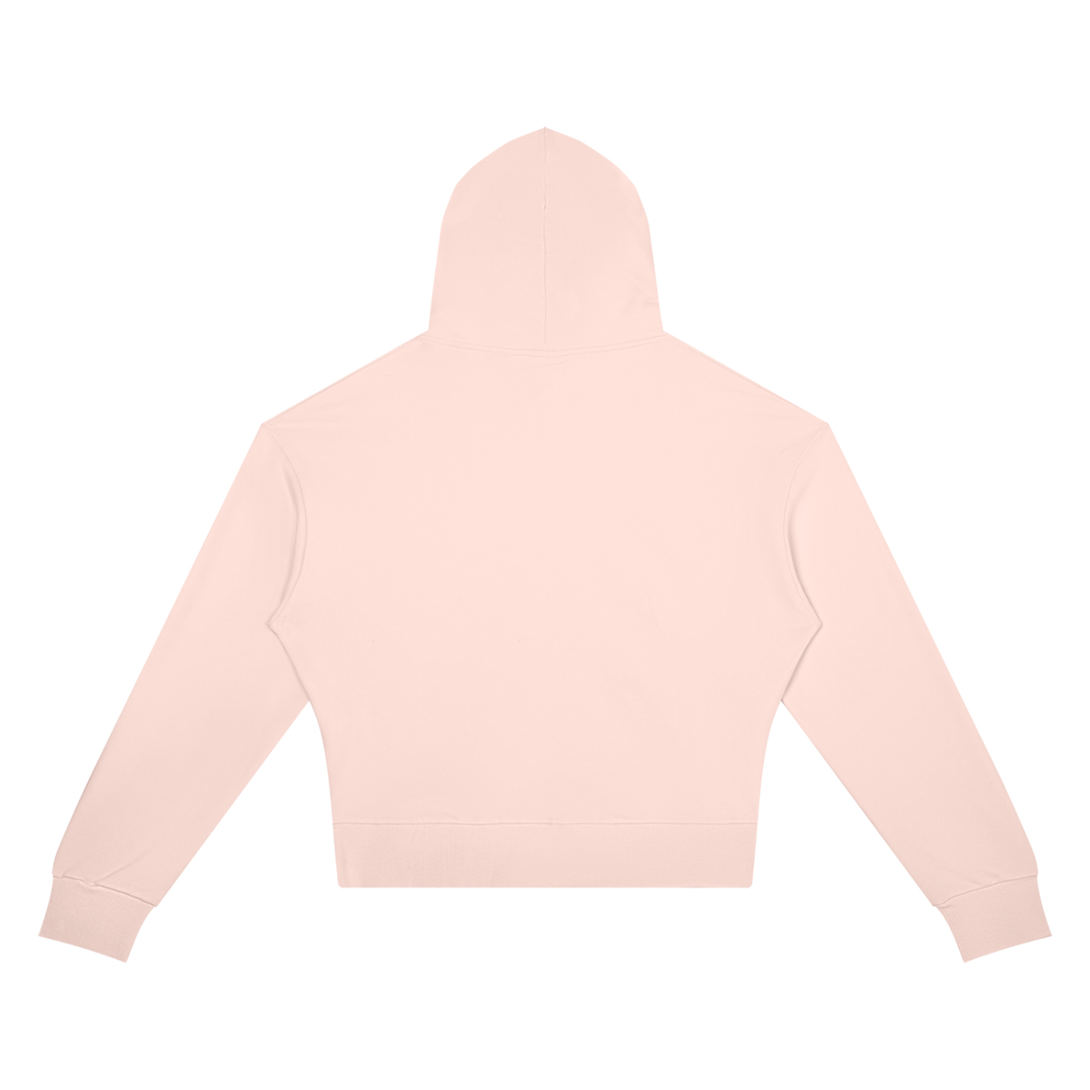Women's Crop Drop Shoulder Hoodie in light pink, alternate angle