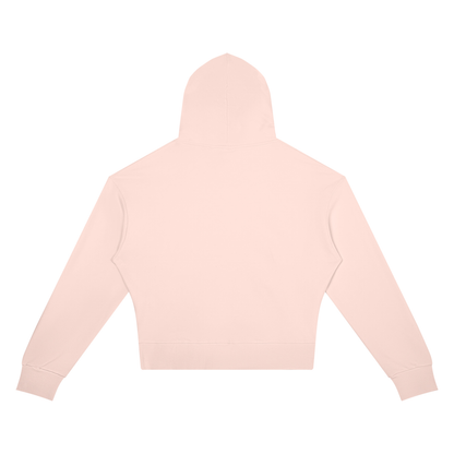 Women's Crop Drop Shoulder Hoodie in light pink, alternate angle