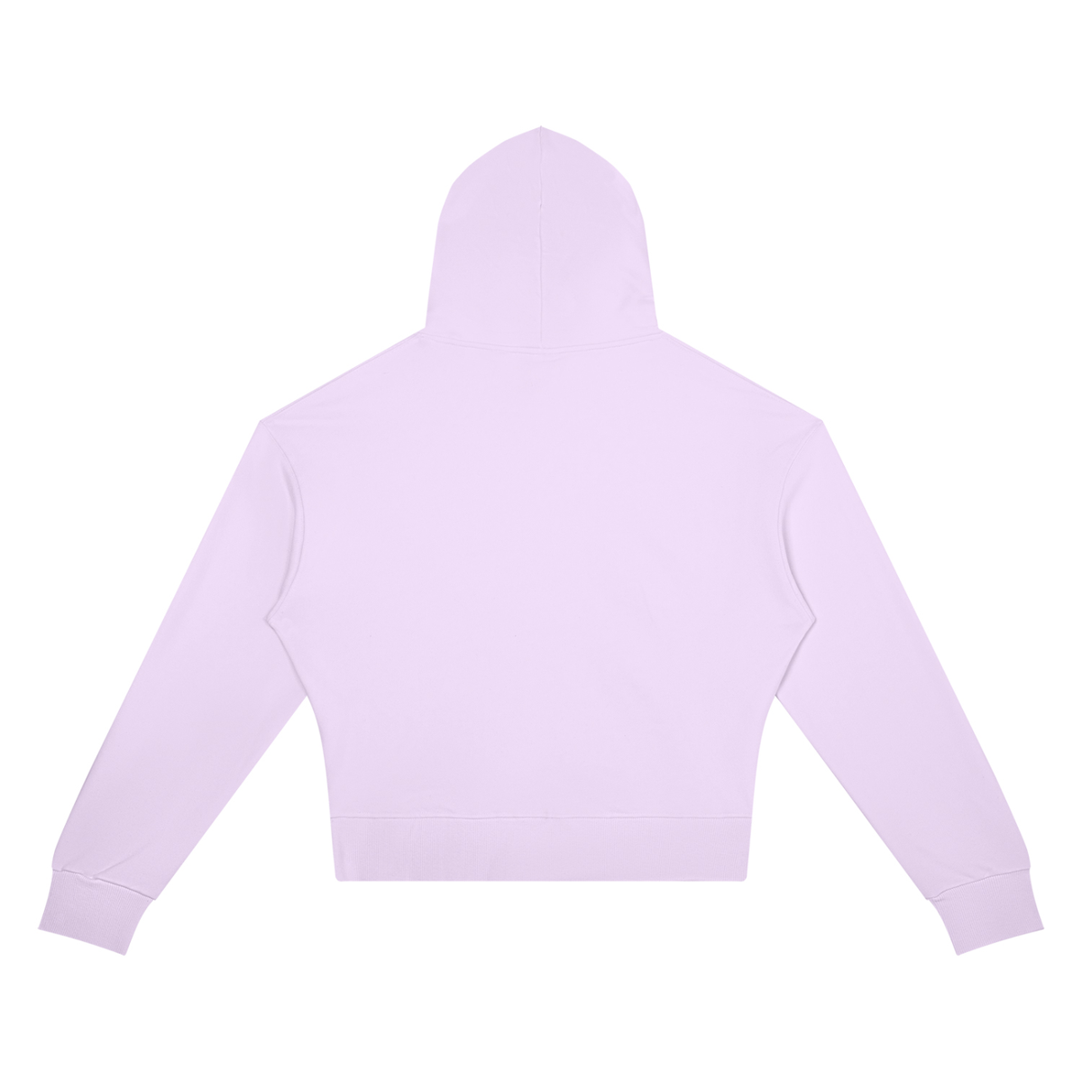 Women's Crop Drop Shoulder Hoodie in light purple, alternate angle