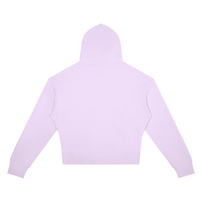 Women's Crop Drop Shoulder Hoodie in light purple, alternate angle
