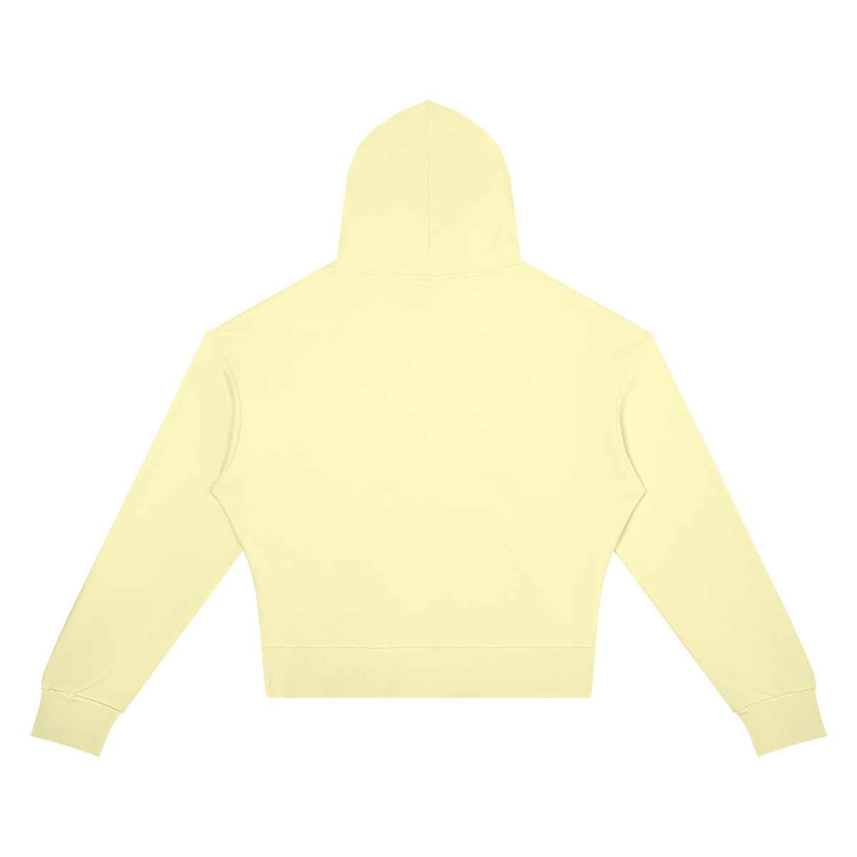 Women's Crop Drop Shoulder Hoodie in light yellow, alternate angle