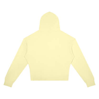 Women's Crop Drop Shoulder Hoodie in light yellow, alternate angle
