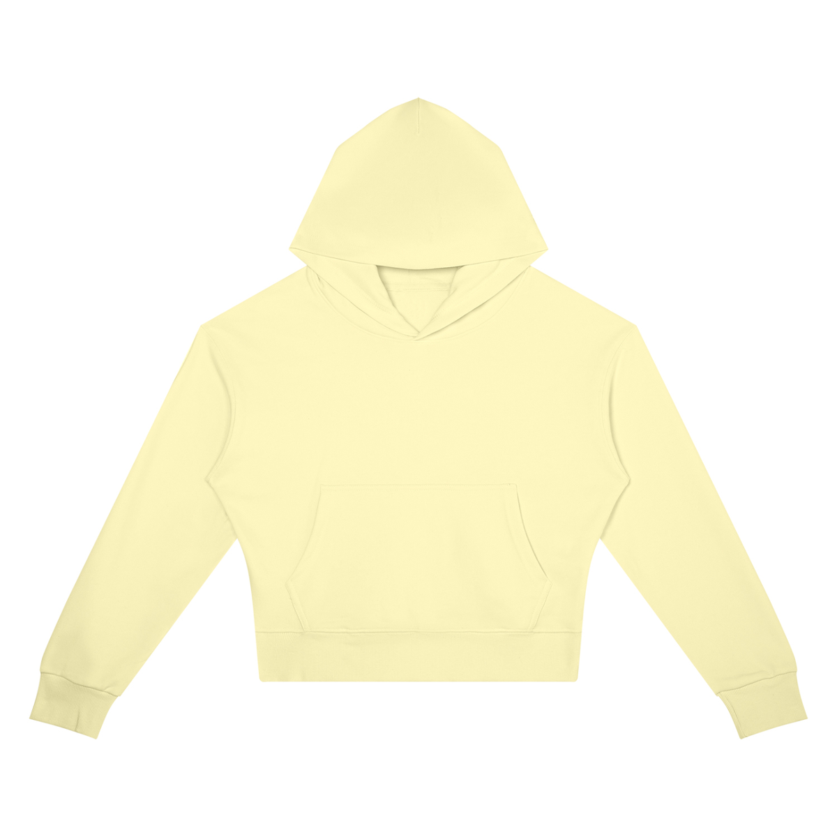 Women's Crop Drop Shoulder Hoodie in light yellow
