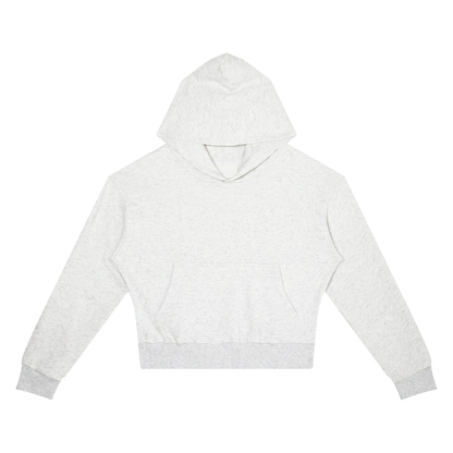Women's Crop Drop Shoulder Hoodie in oat gray