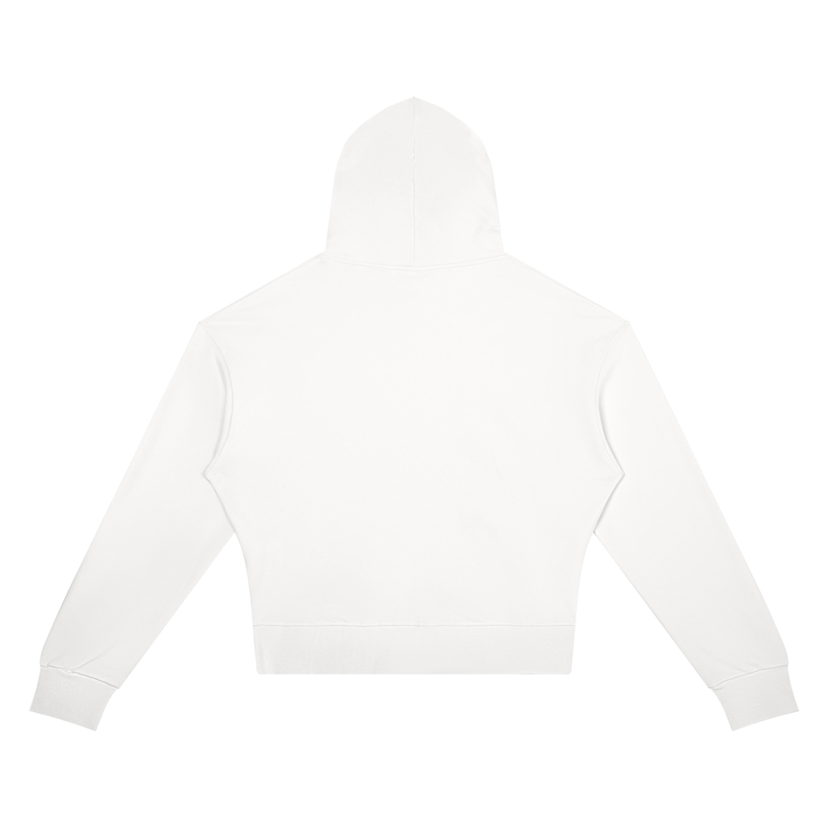 Women's Crop Drop Shoulder Hoodie in white, alternate angle