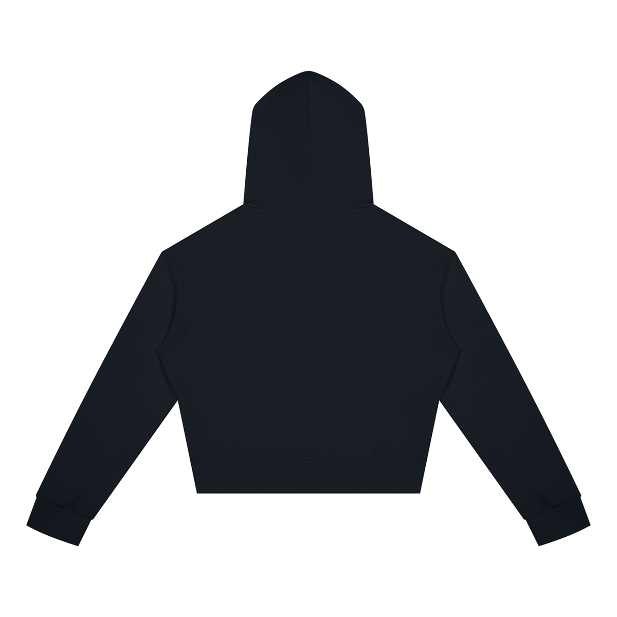 Women's Crop Full Zip Hoodie in black, alternate angle
