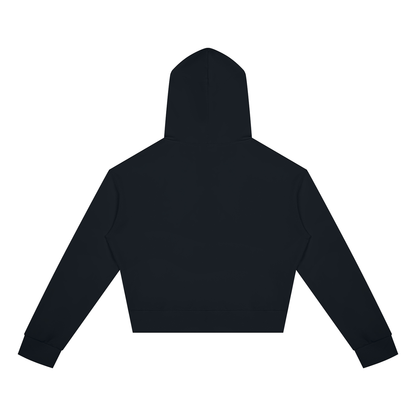 Women's Crop Full Zip Hoodie in black, alternate angle