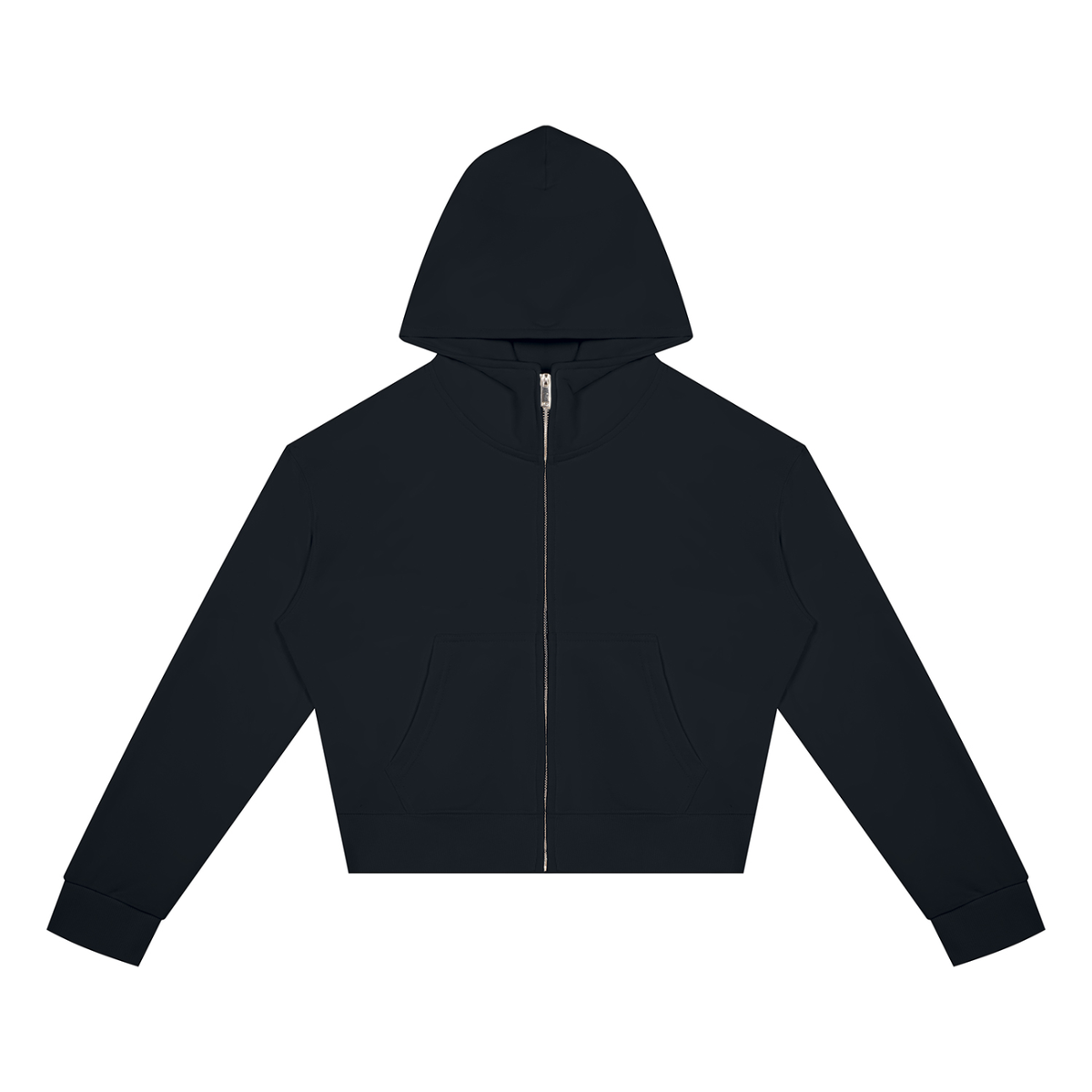 Women's Crop Full Zip Hoodie in black