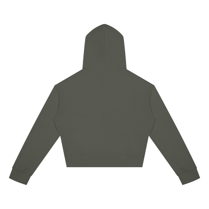 Women's Crop Full Zip Hoodie in dark gray, alternate angle