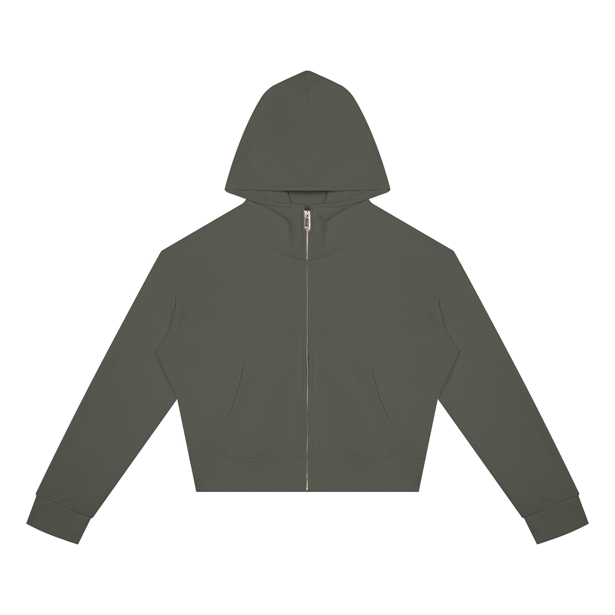 Women's Crop Full Zip Hoodie in dark gray