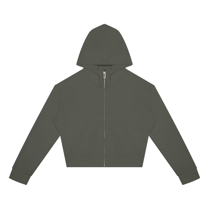 Women's Crop Full Zip Hoodie in dark gray