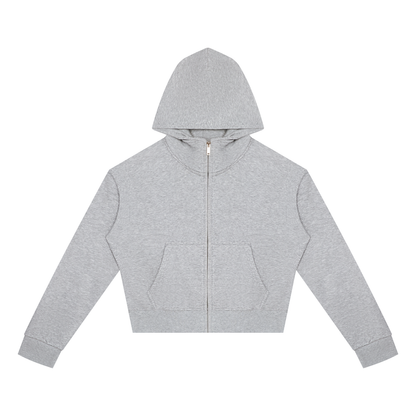 Women's Crop Full Zip Hoodie in flower gray