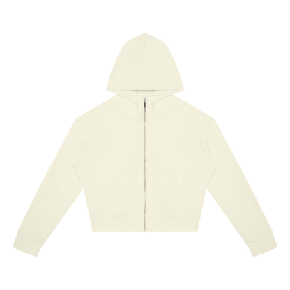 Women's Crop Full Zip Hoodie in light green