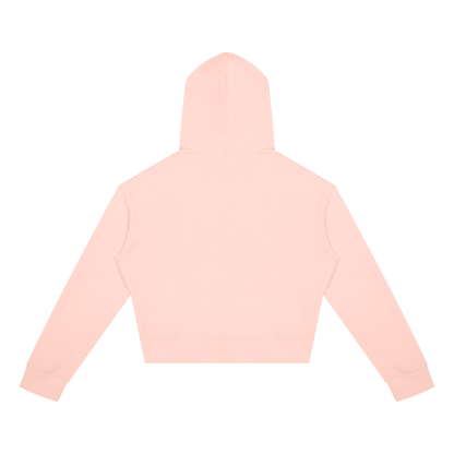 Women's Crop Full Zip Hoodie in light pink, alternate angle