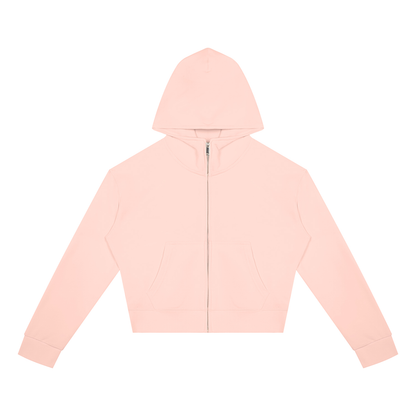 Women's Crop Full Zip Hoodie in light pink
