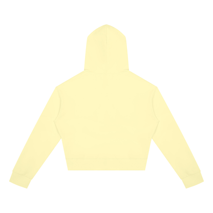 Women's Crop Full Zip Hoodie in light yellow, alternate angle