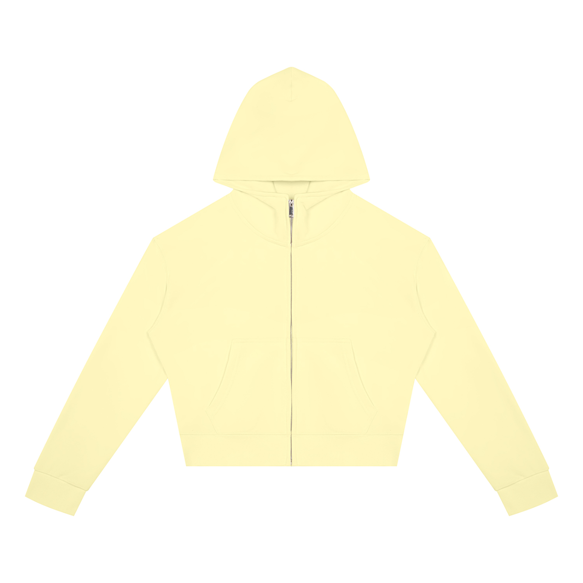 Women's Crop Full Zip Hoodie in light yellow