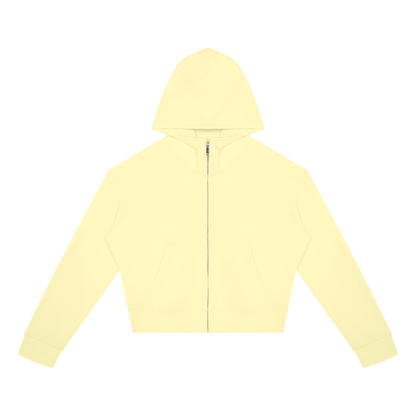 Women's Crop Full Zip Hoodie in light yellow