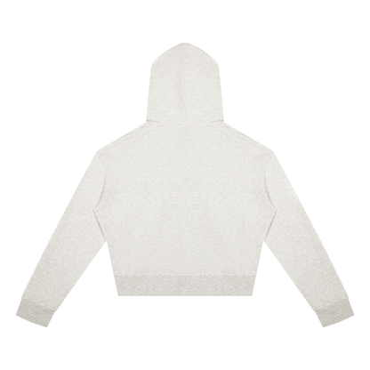 Women's Crop Full Zip Hoodie in oat gray, alternate angle