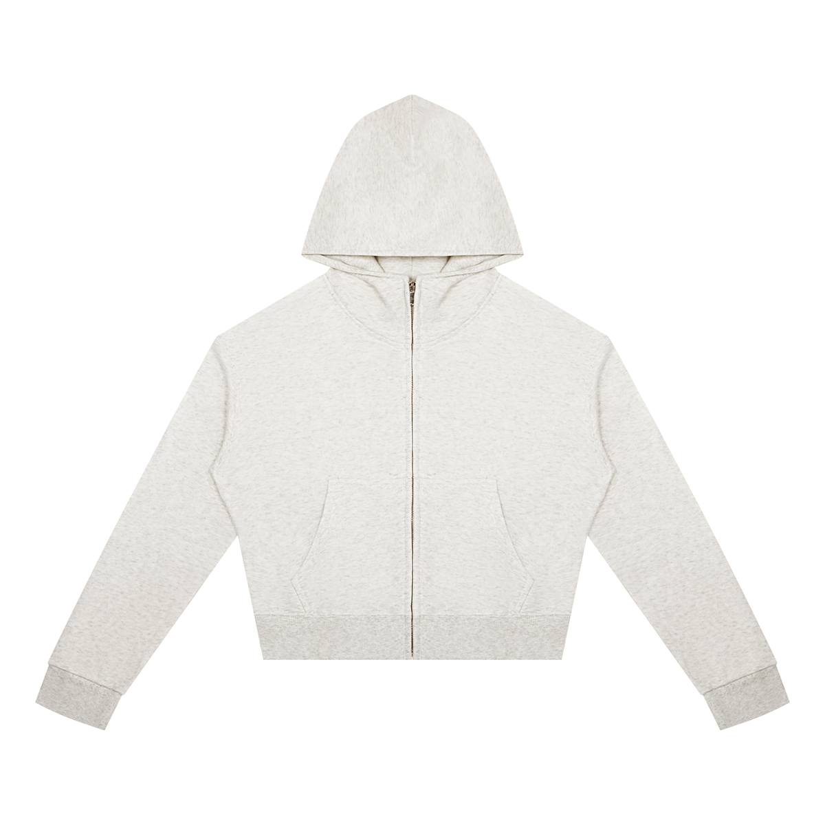 Women's Crop Full Zip Hoodie in oat gray