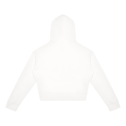 Women's Crop Full Zip Hoodie in white, alternate angle