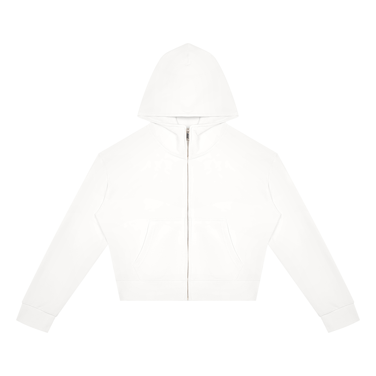Women's Crop Full Zip Hoodie in white