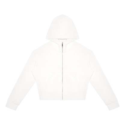 Women's Crop Full Zip Hoodie in white