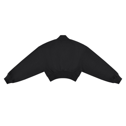 Women's Crop Mock Neck Sweatshirt in black, alternate angle