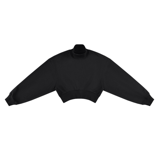 Women's Crop Mock Neck Sweatshirt in black