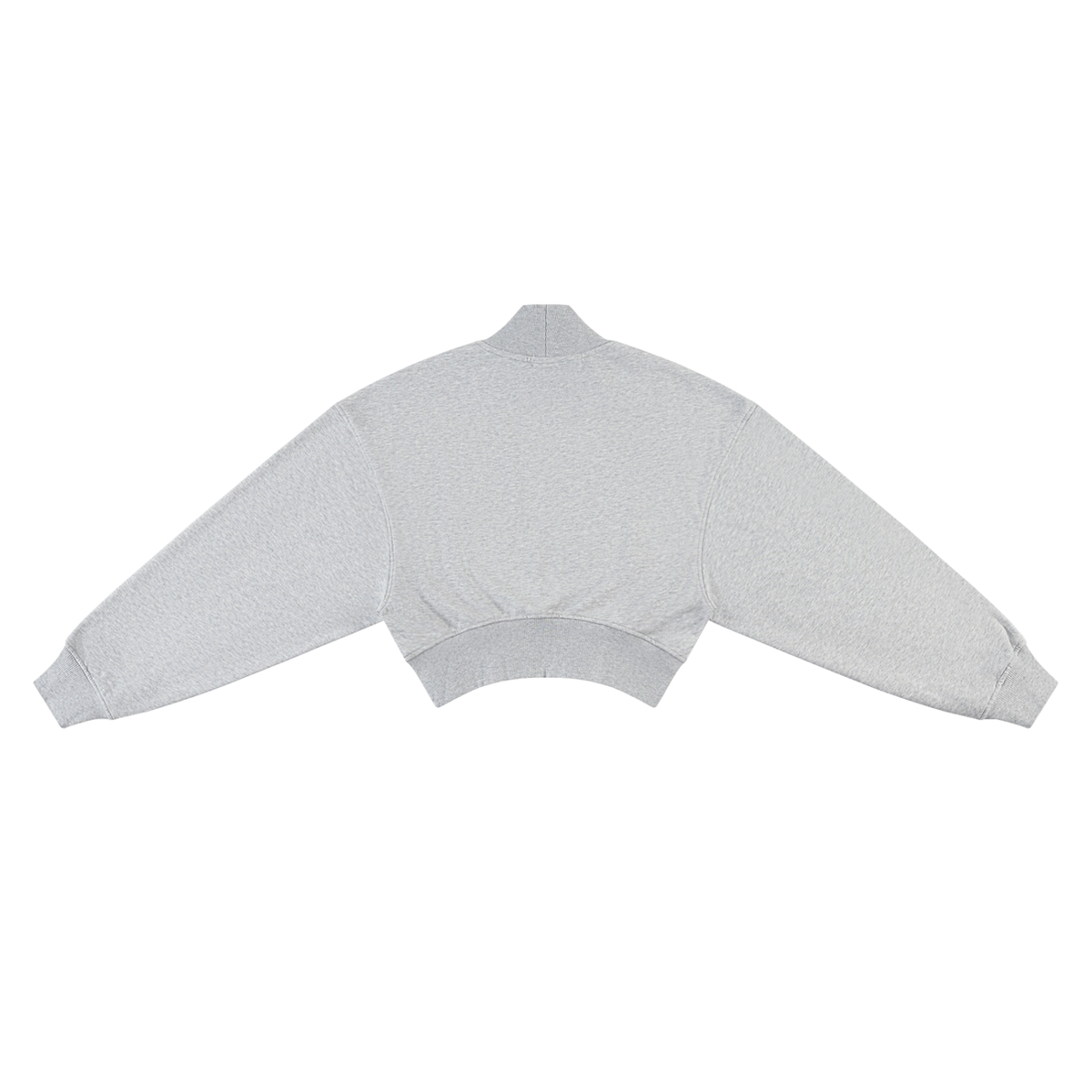 Women's Crop Mock Neck Sweatshirt in gray, alternate angle