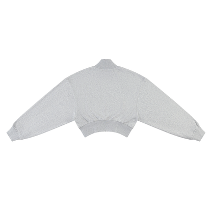 Women's Crop Mock Neck Sweatshirt in gray, alternate angle