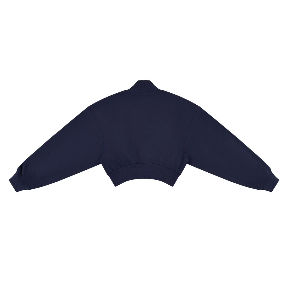 Women's Crop Mock Neck Sweatshirt in navy blue, alternate angle