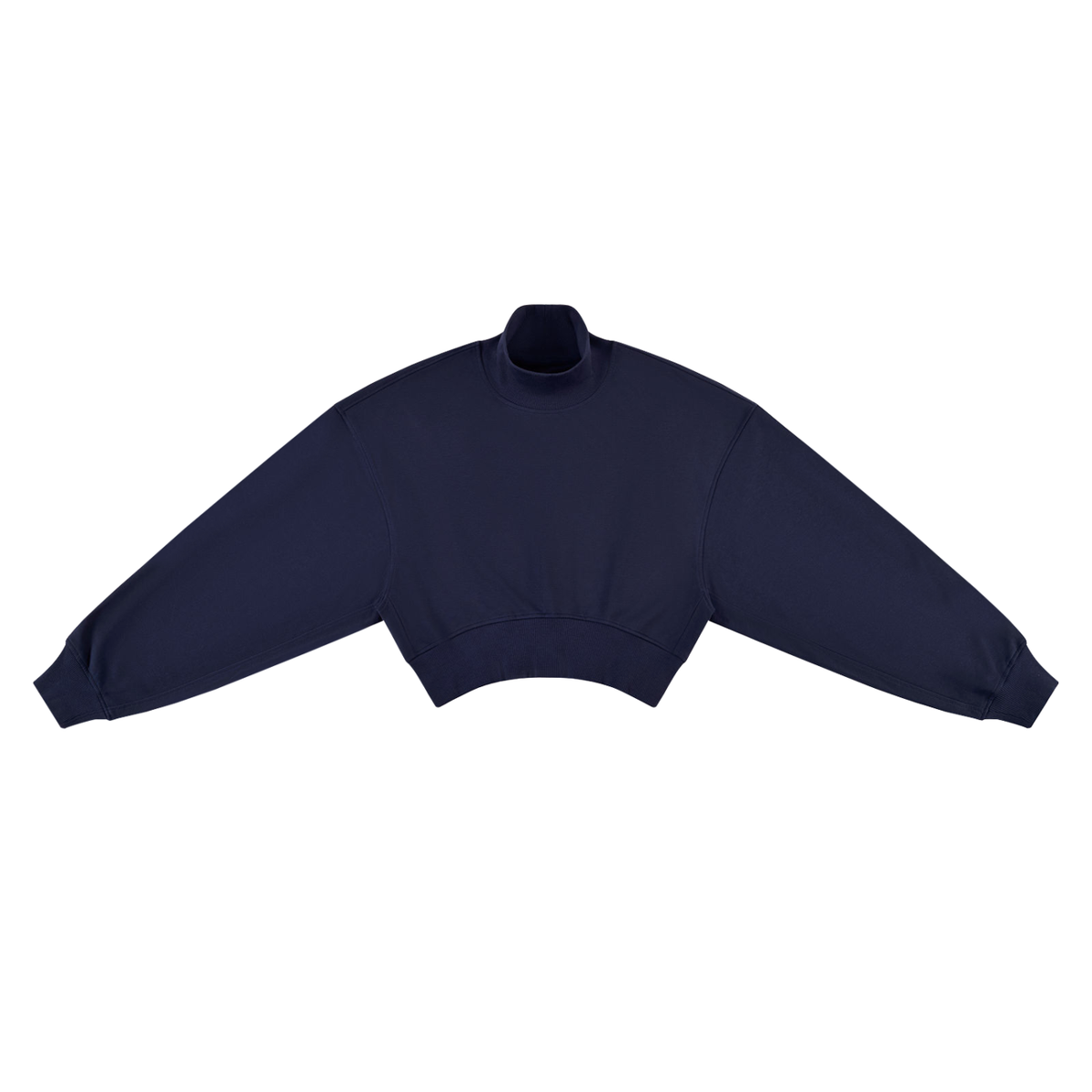 Women's Crop Mock Neck Sweatshirt in navy blue