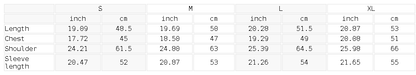 Size chart for the Women's Crop Mock Neck Sweatshirt