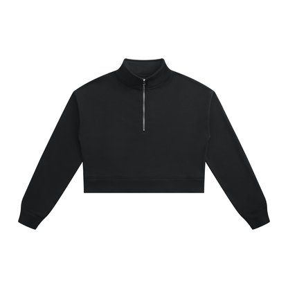 Women's Crop Quarter-Zip Sweatshirt in black