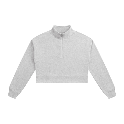 Women's Crop Quarter-Zip Sweatshirt in flower gray