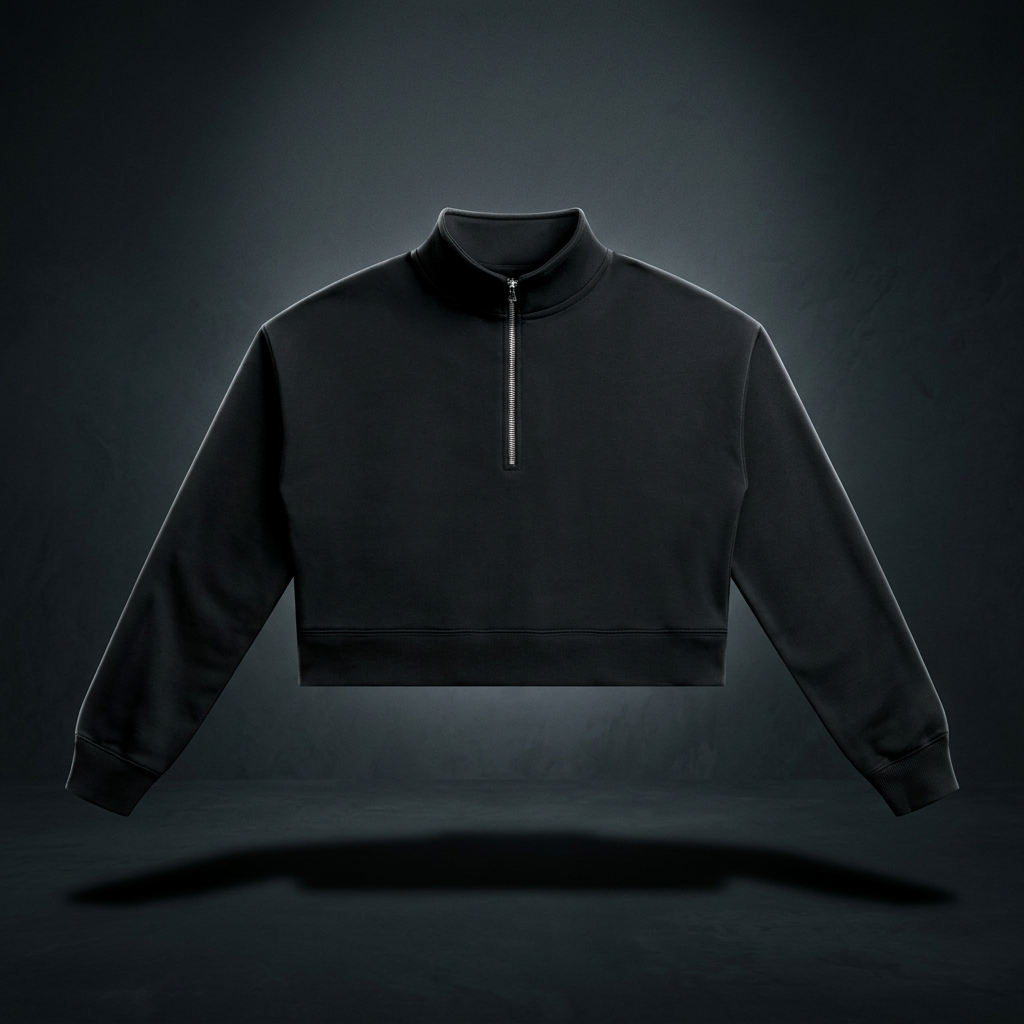 Women's Crop Quarter-Zip Sweatshirt, view 1