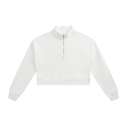 Women's Crop Quarter-Zip Sweatshirt in white