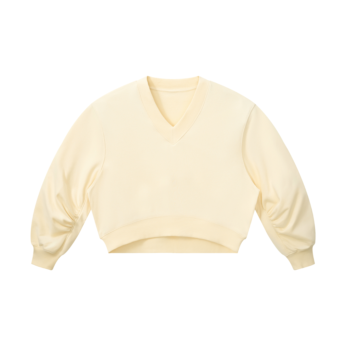 Women's Crop V-Neck Sweatshirt in apricot